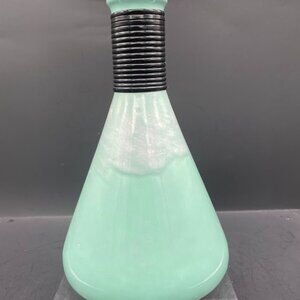 USA 87 Pottery Turquoise Aqua Pink Foam Glaze Beaker Shape Wrapped Neck Vase